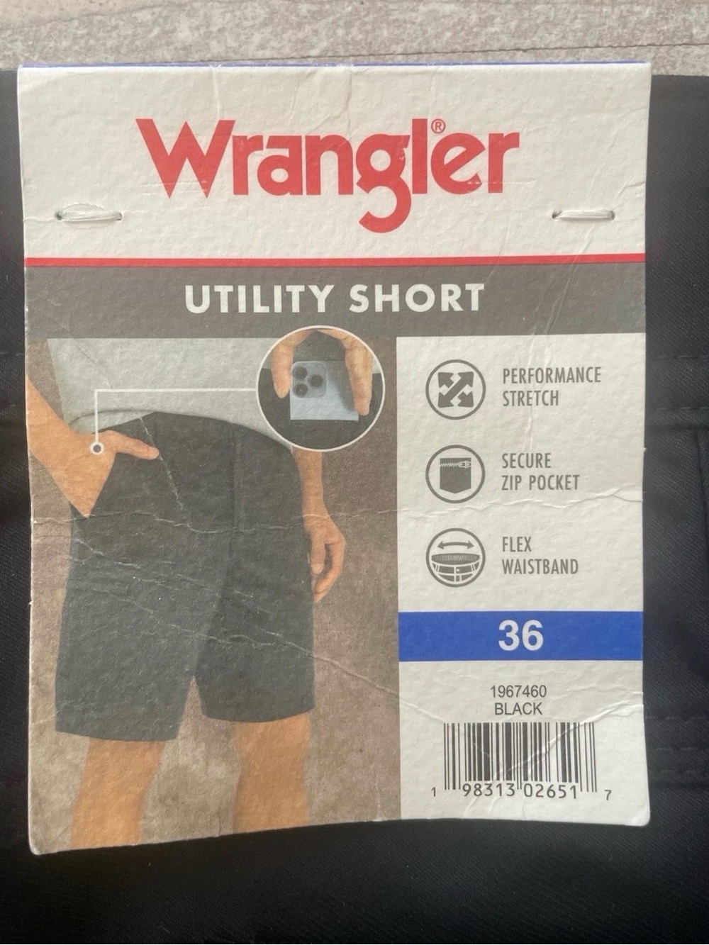 Wrangler Men's Utility Shorts - Black size 36 NWT